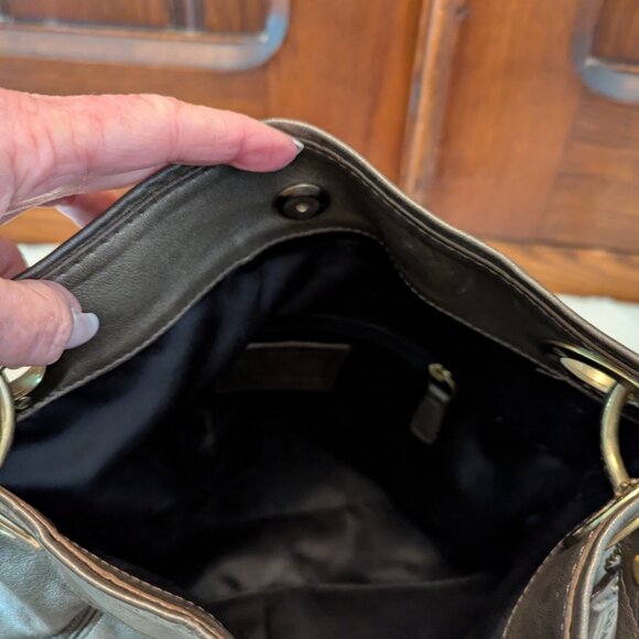 Coach Ashley F17605 Metallic Leather Shoulder Crossbody Bag Purse Bronze Gold - Picture 13 of 13